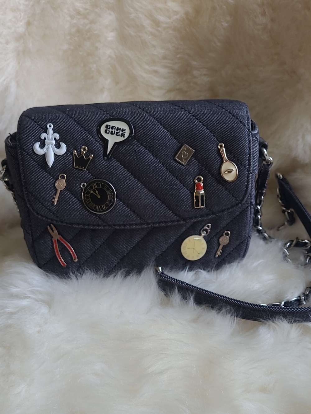 Zara Denim Quilted Cross Body Bag